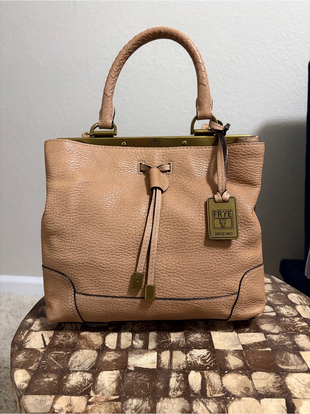 Frye  Faye Satchel with crossbody strap  Brass Hardware solid leather